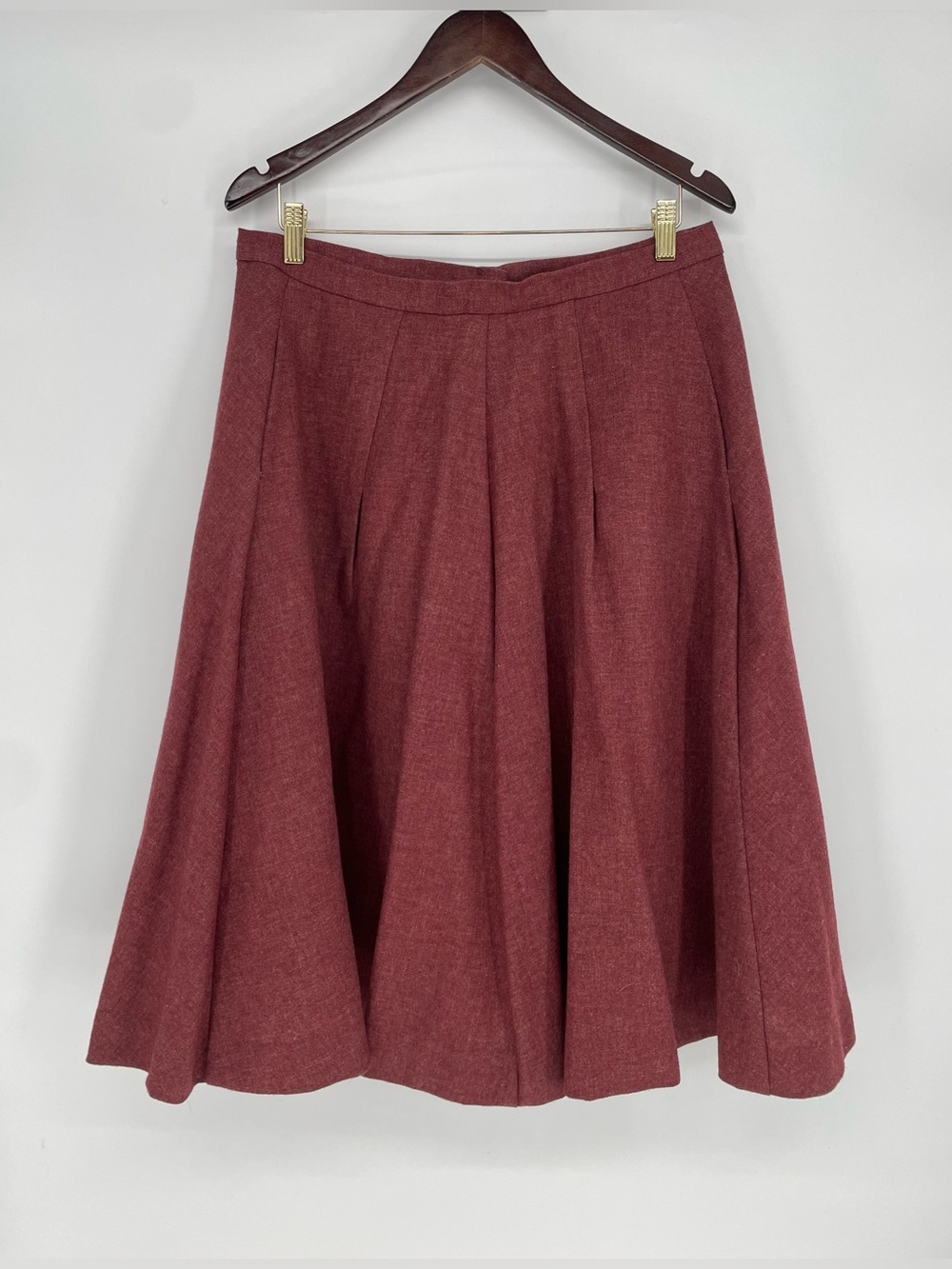 Vintage 60s Classic Muted Brick Circle Skirt Likely Wool* With Pockets